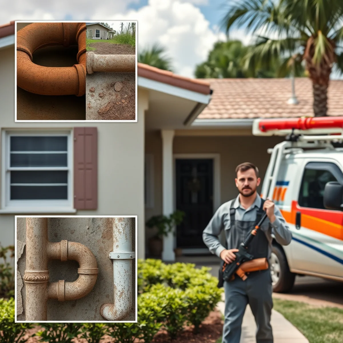 Mid-century Boca Raton, Florida home with aging cast iron drain lines