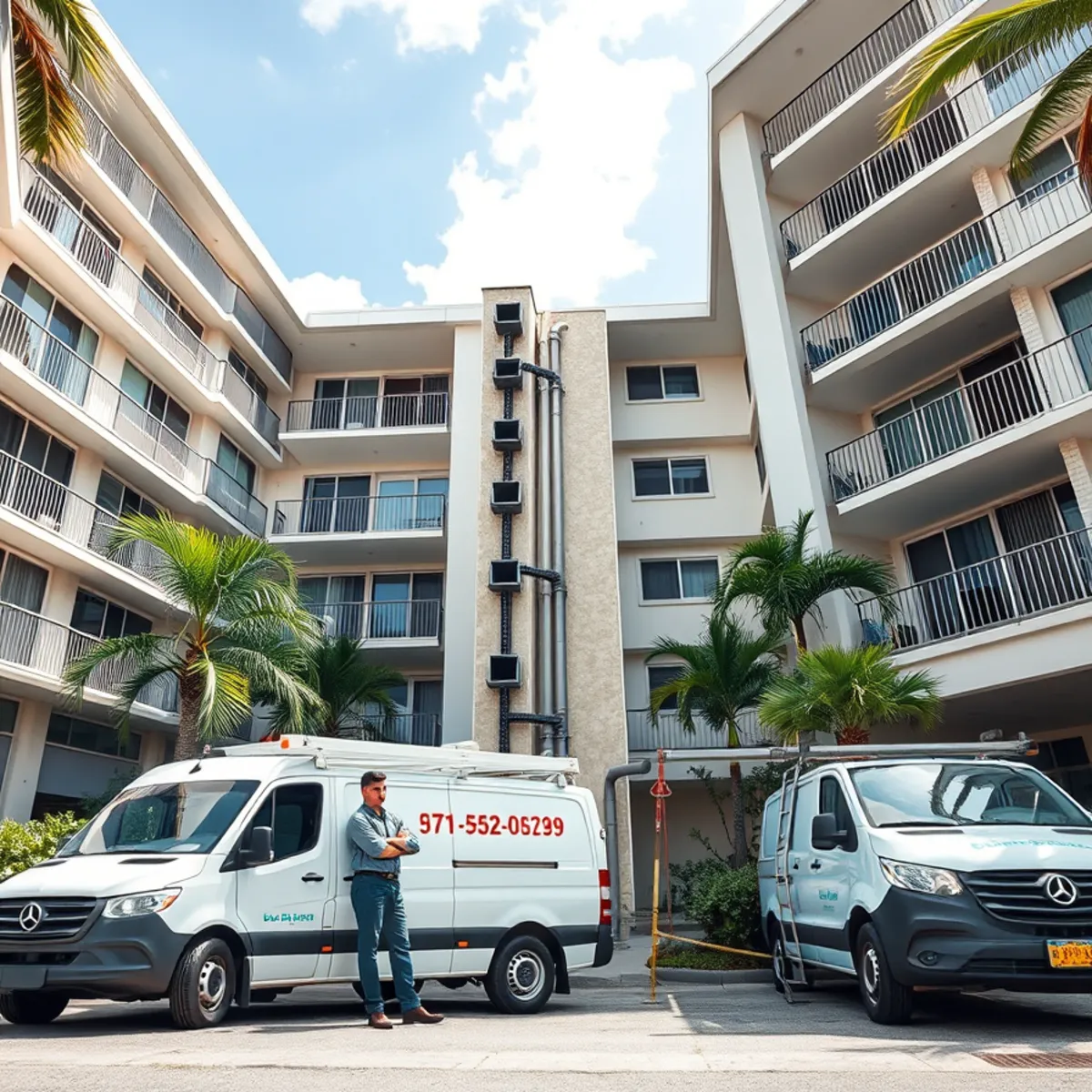 Vertical drain stack serving multiple units in a South Florida condo building