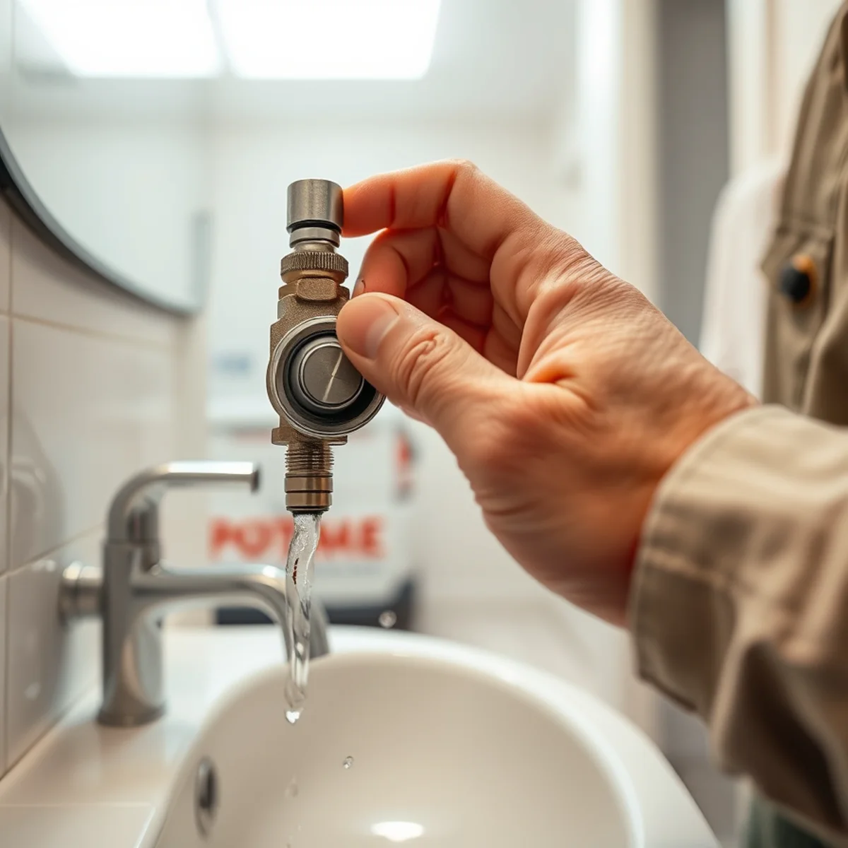 Shutting off water to stop a sewage backup in a Boca Raton bathroom