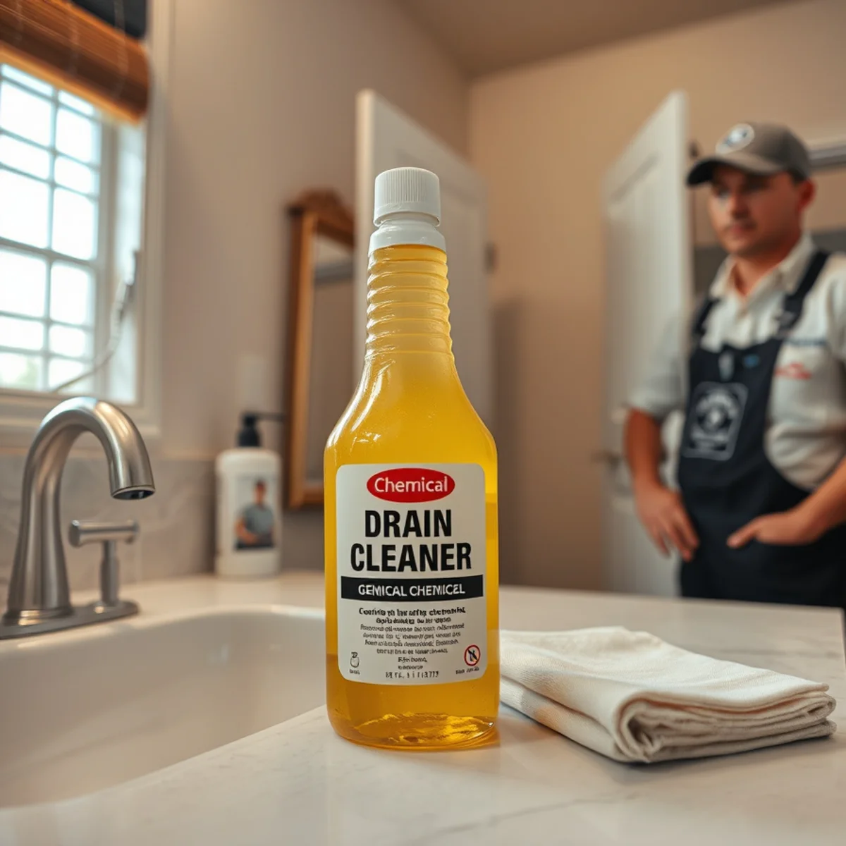 Harsh chemical drain cleaner that corrodes old cast iron pipes