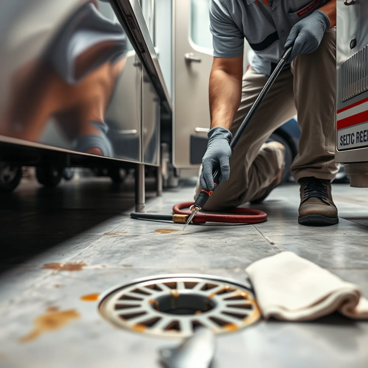 Grease Trap & Grease Line Cleaning in progress on a Boca Raton, FL property