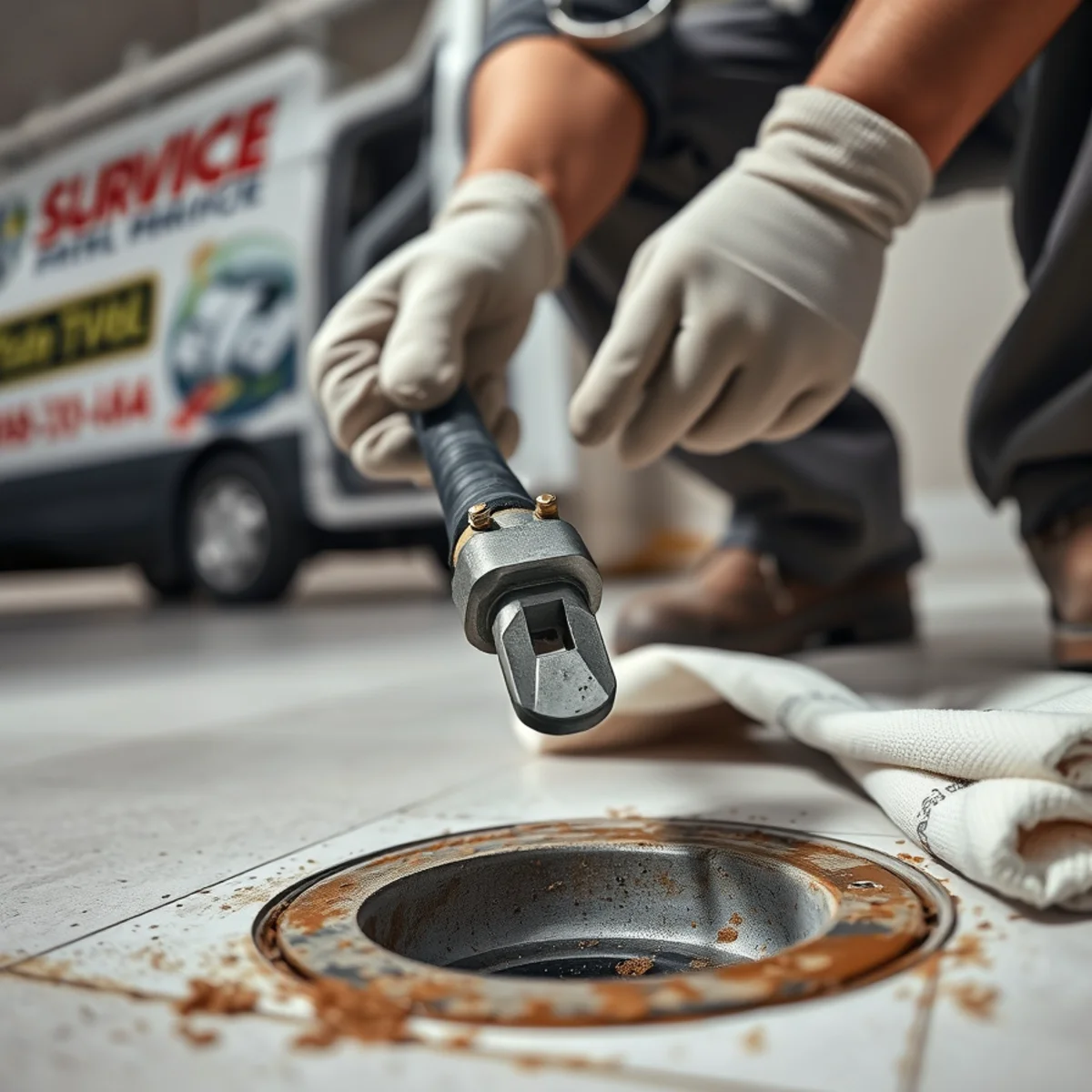 Drain Snaking & Rooter Service in progress on a Boca Raton, FL property