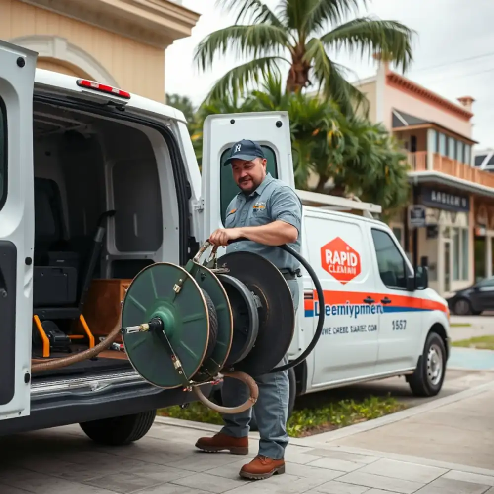 Drain cleaning technician working in Fort Pierce, FL