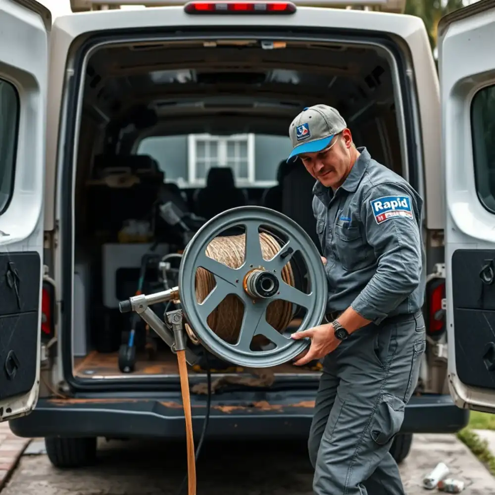 Drain cleaning technician working in Hialeah, FL