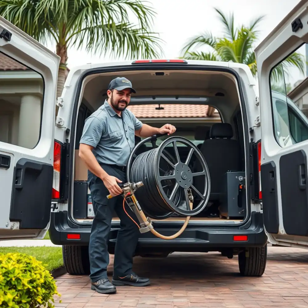 Drain cleaning technician working in Jupiter, FL