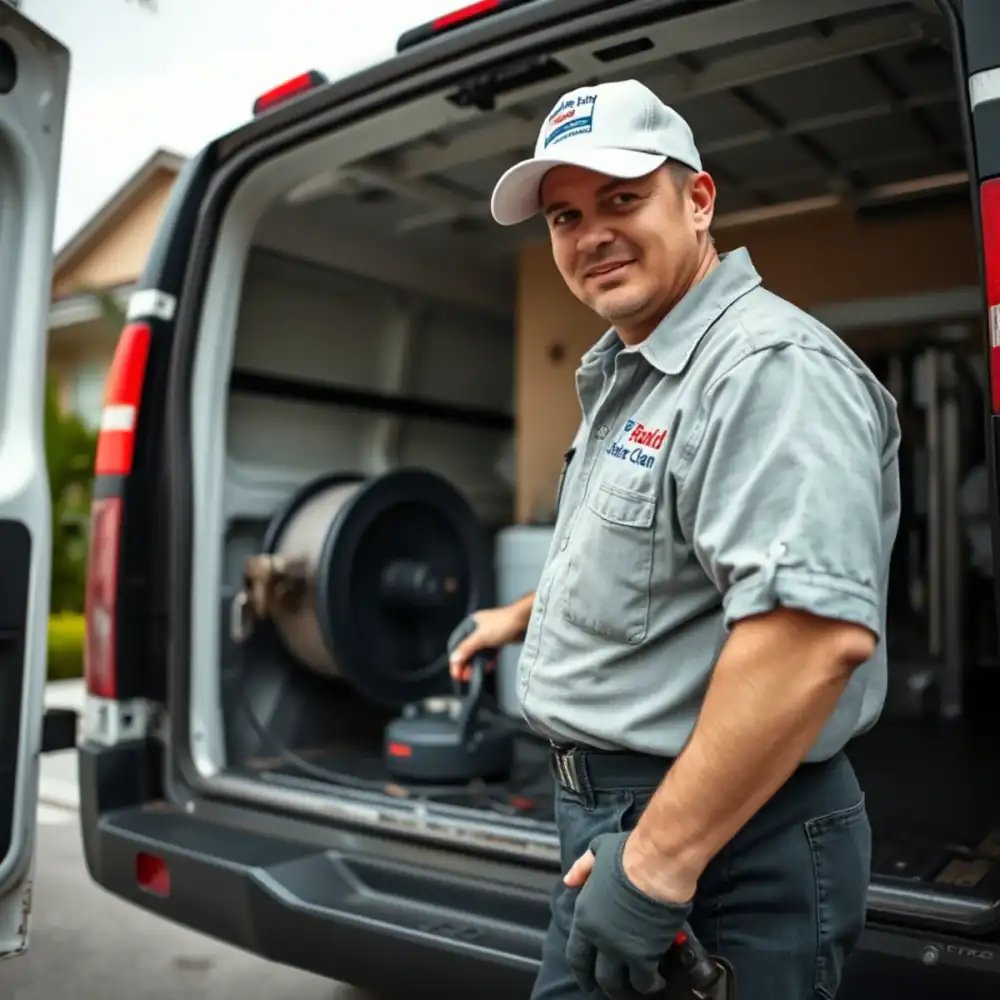 Drain cleaning technician working in Lantana, FL