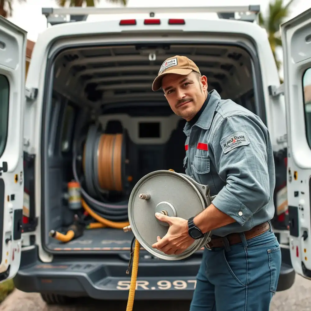 Drain cleaning technician working in Loxahatchee Groves, FL
