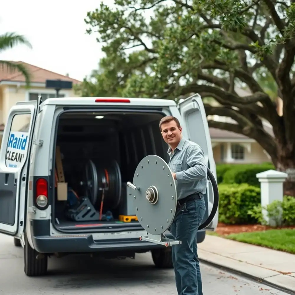 Drain cleaning technician working in North Palm Beach, FL