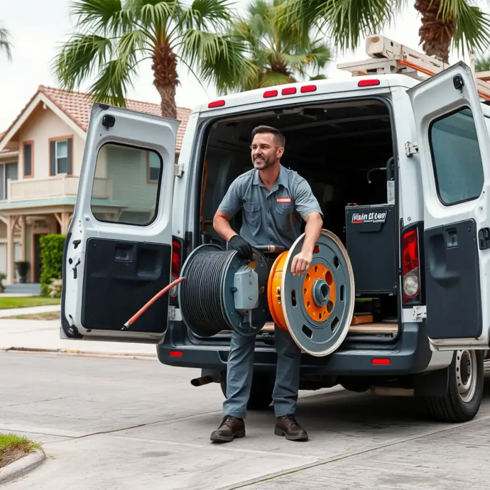 Drain cleaning technician working in Oakland Park, FL