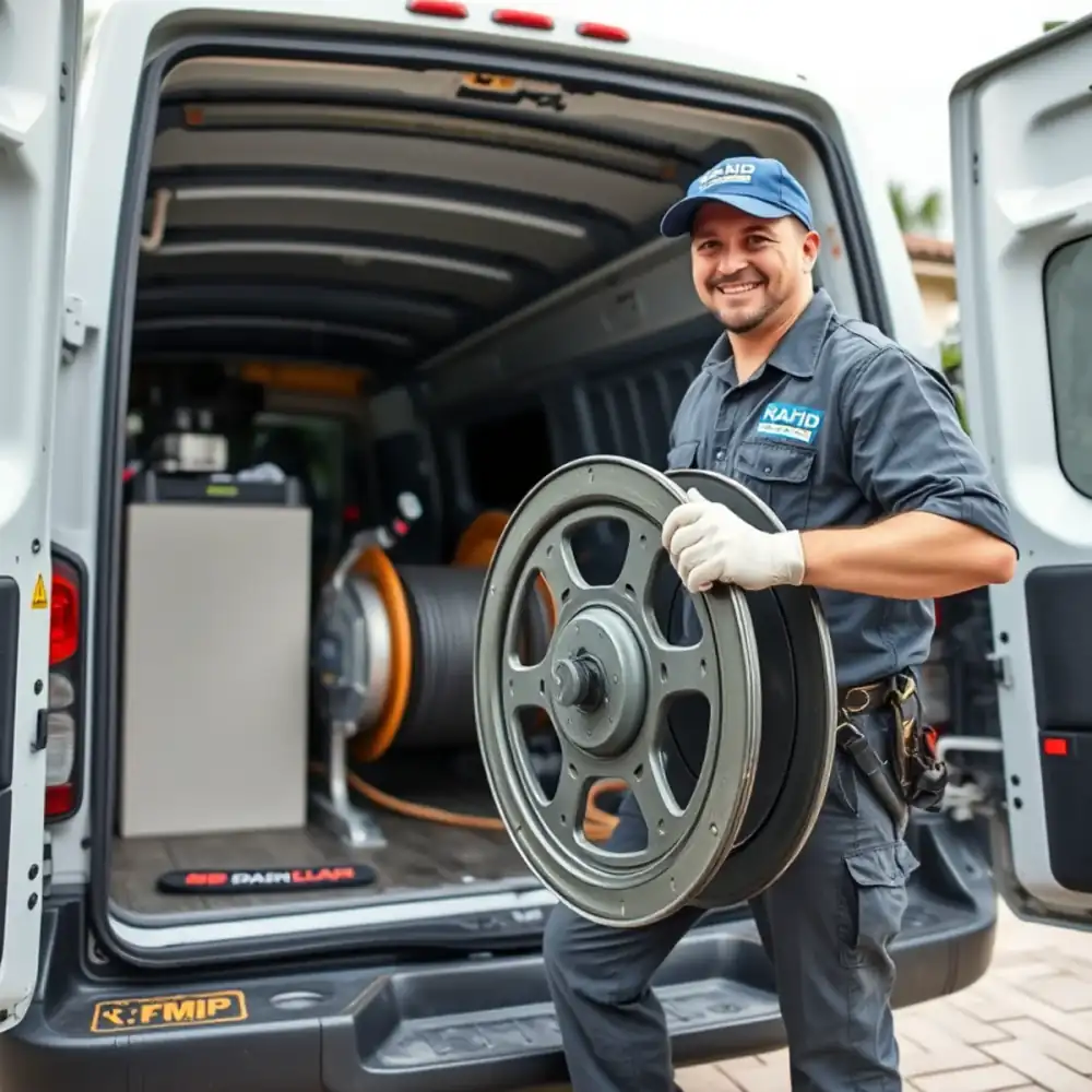 Drain cleaning technician working in Palm Beach Gardens, FL