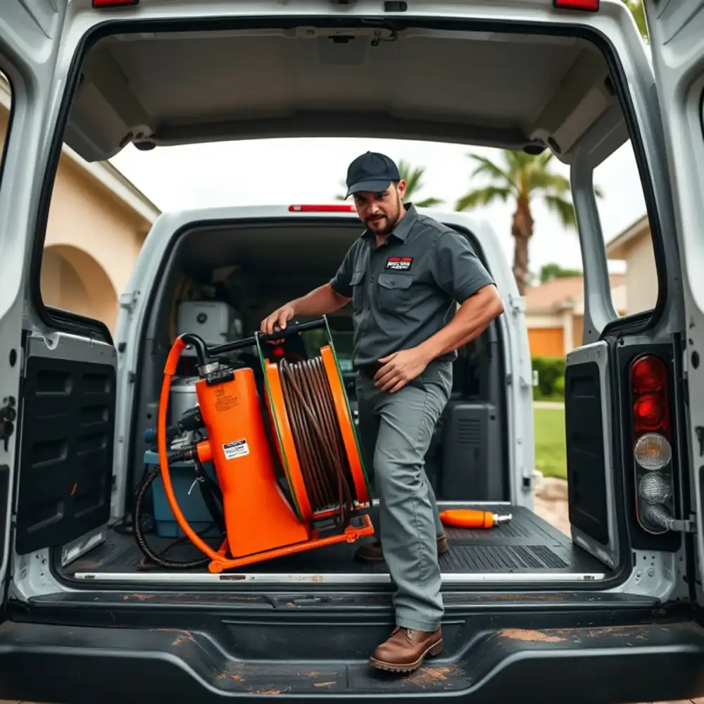 Drain cleaning technician working in Palm Springs, FL