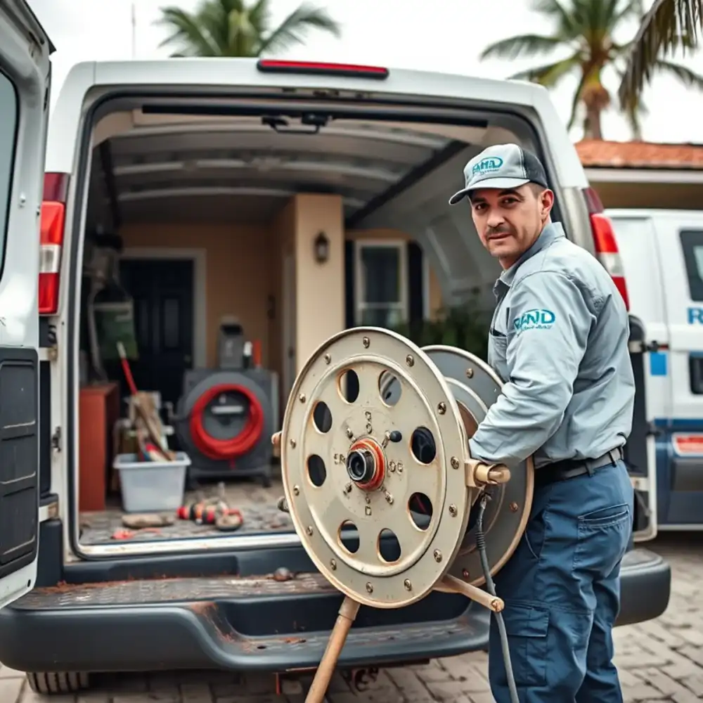 Drain cleaning technician working in Riviera Beach, FL