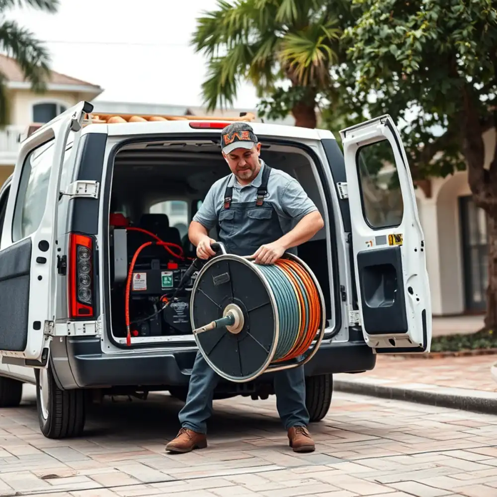Drain cleaning technician working in Stuart, FL