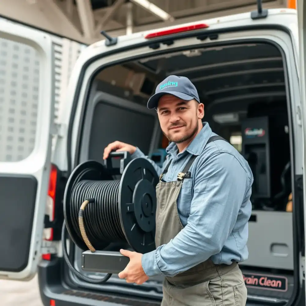 Drain cleaning technician working in Sunny Isles Beach, FL