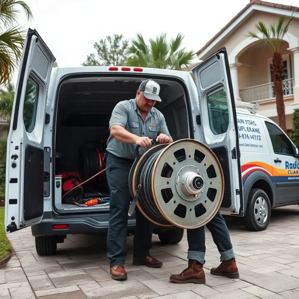 Drain cleaning technician working in Tequesta, FL