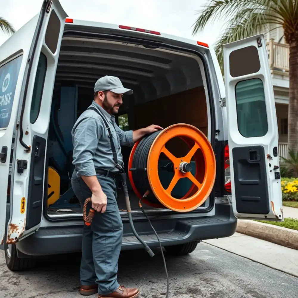 Drain cleaning technician working in Vero Beach, FL