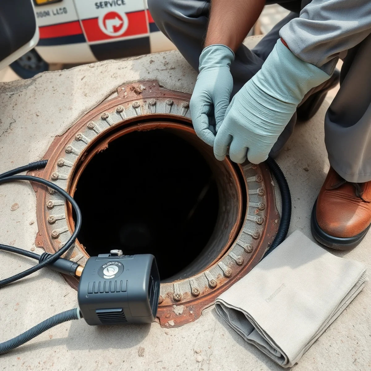 Sewer Line Cleaning in progress on a Boca Raton, FL property